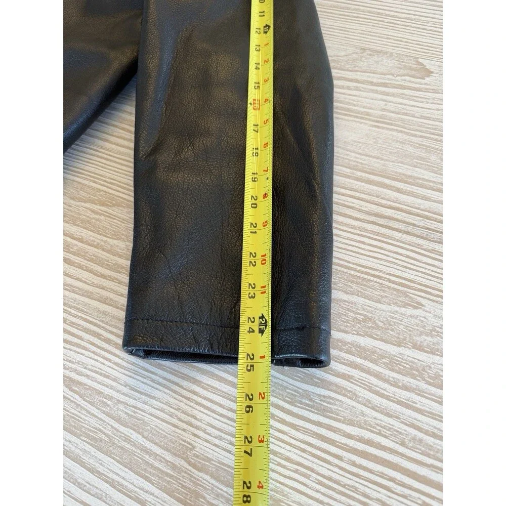 Men’s Black Leather Coat-Thinsulate Zip Out Lining-Large-Buttons-Oakwood Brand